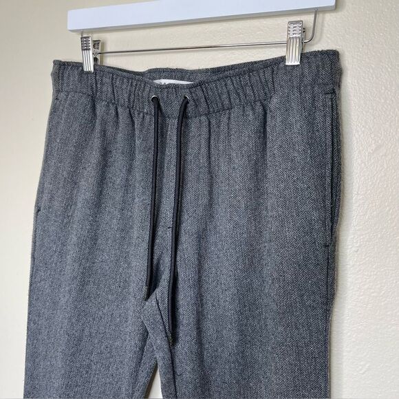 Pacsun Elastic Herringbone Trouser Tie Waist Charcoal Slim Pant Men Size Medium - Picture 5 of 14